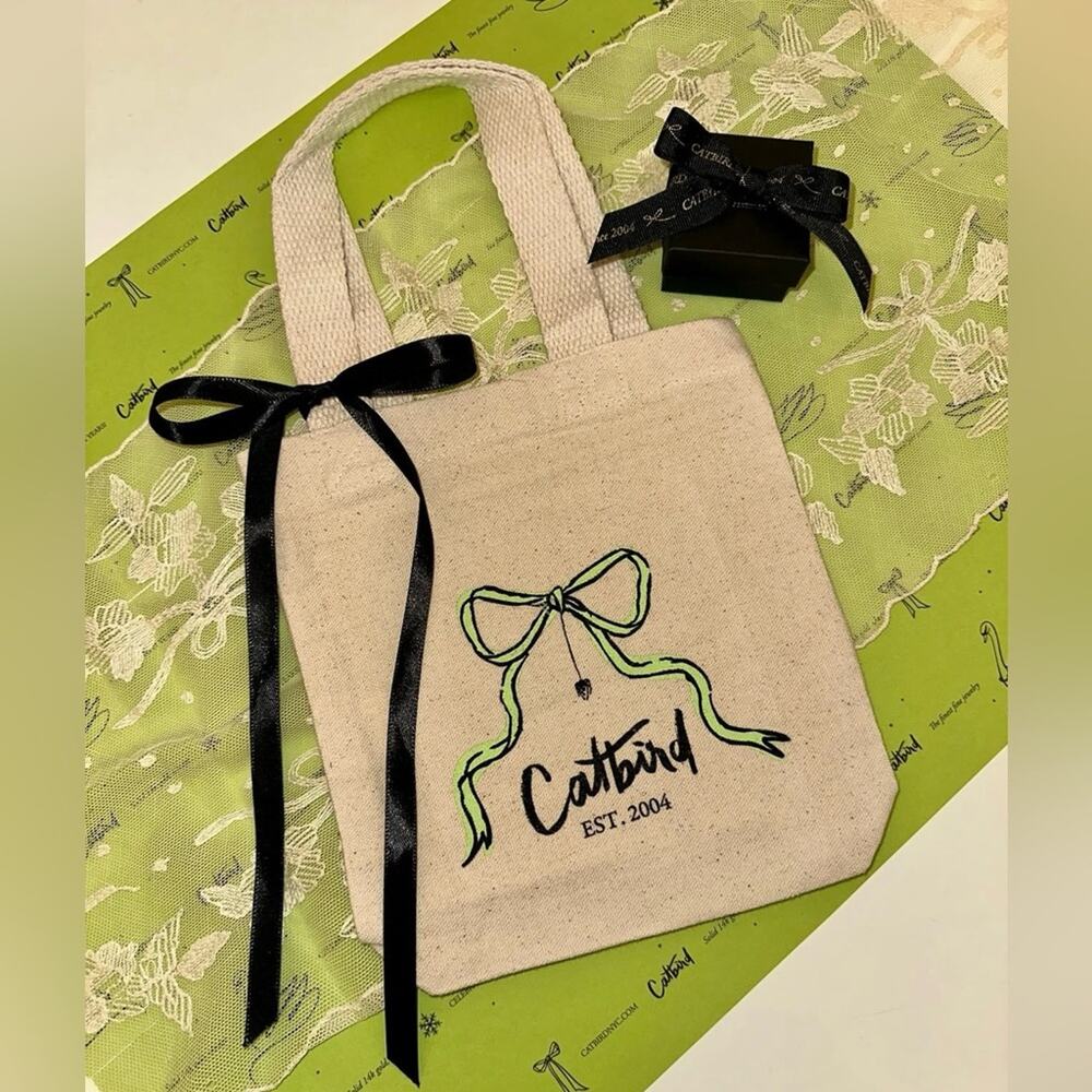 Catbird Mini Canvas Tote Bag Limited Edition Swan Holiday 100% Cotton NWT